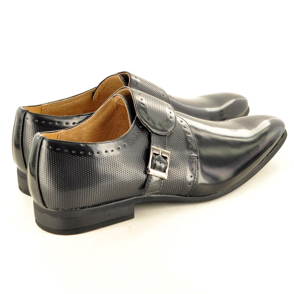 MONK STRAP BLACK LEATHER LINED FORMAL SHOES - The Sole Box