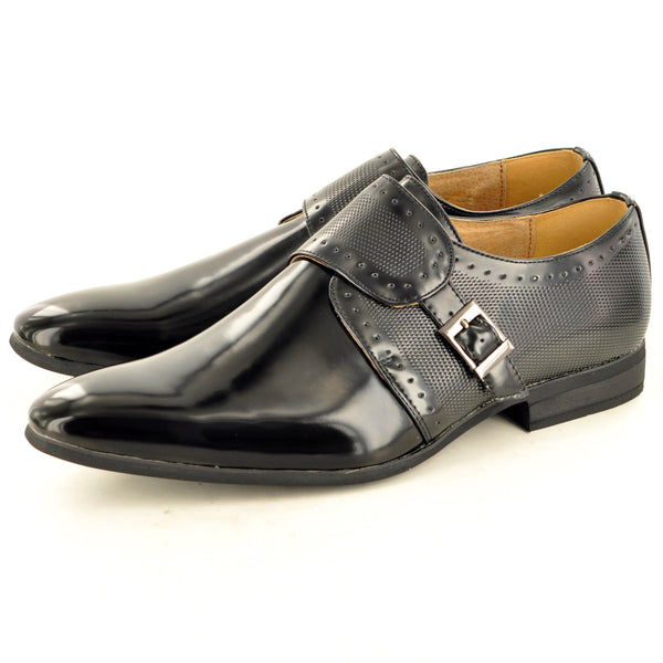 MONK STRAP SHOES IN BLACK WITH ELASTICATED BUCKLE - The Sole Box