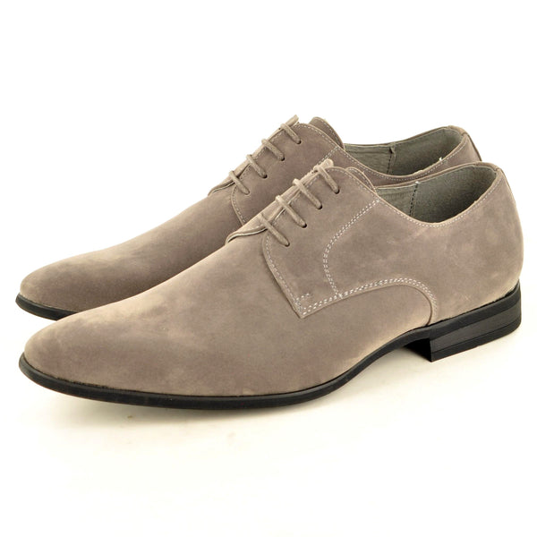GREY SUEDE POINTED LACE UP SHOES - The Sole Box