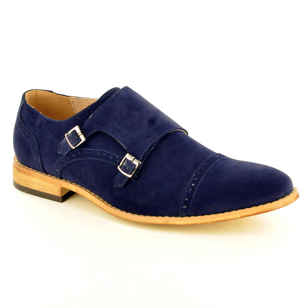 DOUBLE MONK STRAP SHOES IN NAVY SUEDE