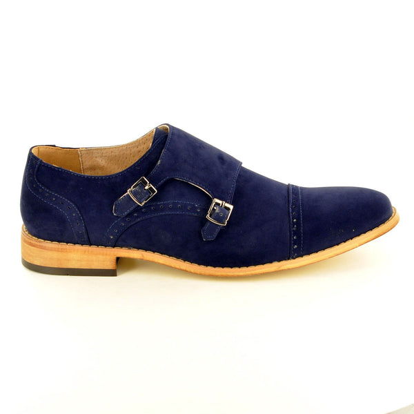 DOUBLE MONK STRAP SHOES IN NAVY SUEDE