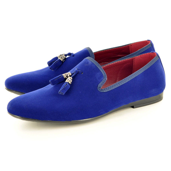 VINTAGE TASSEL LOAFERS IN BLUE SUEDE - The Sole Box