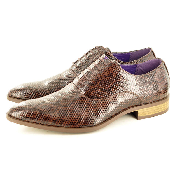 OXFORD SHOES IN BROWN CROCODILE SKIN - The Sole Box