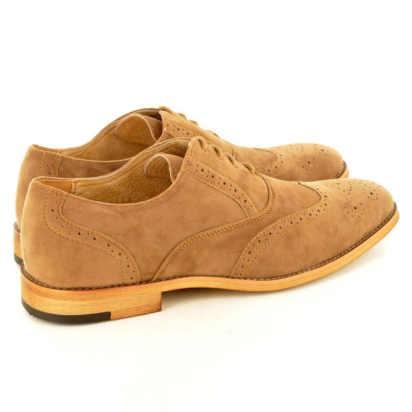 CASUAL LACE UP BROGUES IN TAN FAUX SUEDE