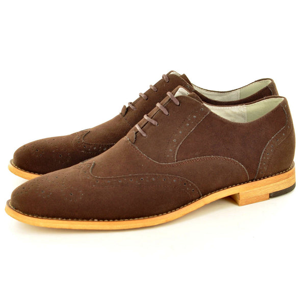 CASUAL BROGUES IN BROWN FAUX SUEDE - The Sole Box