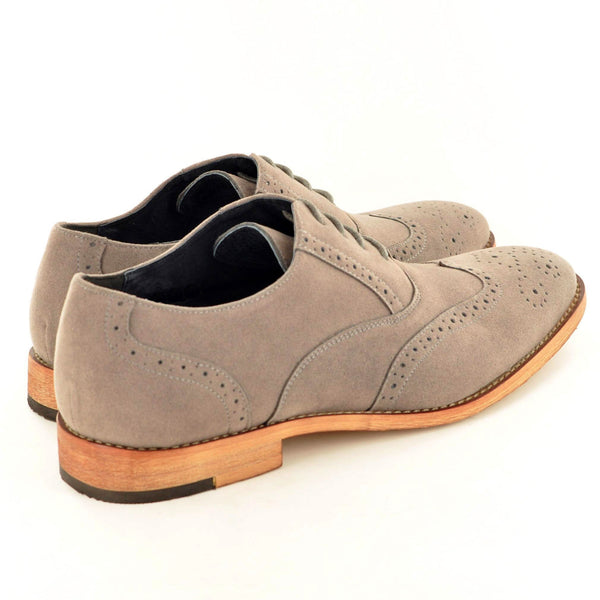 CLASSIC BROGUES IN GREY FAUX SUEDE - The Sole Box