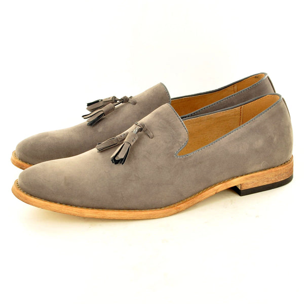 TASSEL LOAFERS IN GREY FAUX SUEDE - The Sole Box
