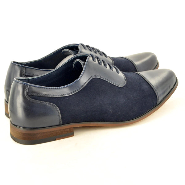 NAVY SUEDE TWO TONE OXFORD SHOES - The Sole Box