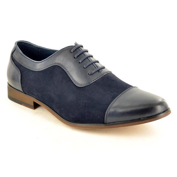 NAVY SUEDE TWO TONE OXFORD SHOES - The Sole Box