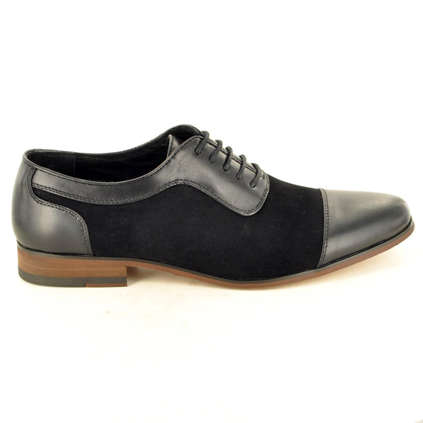 BLACK TWO TONE SUEDE OXFORD SHOES - The Sole Box