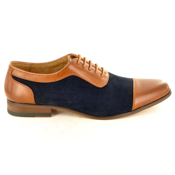 NAVY / TAN TWO TONE OXFORD SHOES - The Sole Box
