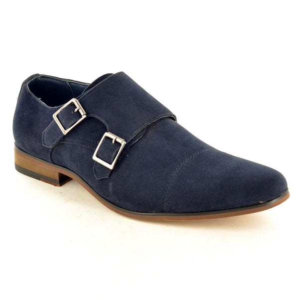 NAVY DOUBLE MONK STRAP SUEDE SHOES - The Sole Box