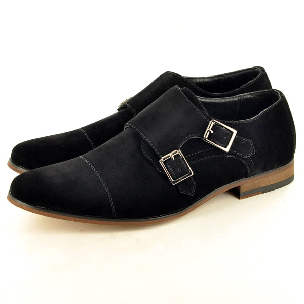DOUBLE MONK STRAP SHOES IN BLACK SUEDE - The Sole Box