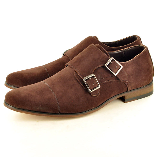 DOUBLE MONK STRAP SHOES IN BROWN SUEDE - The Sole Box