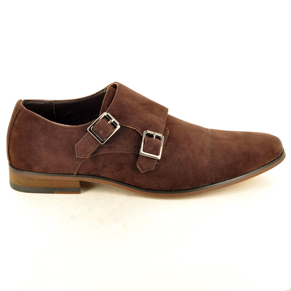 BROWN DOUBLE MONK STRAP SUEDE SHOES - The Sole Box
