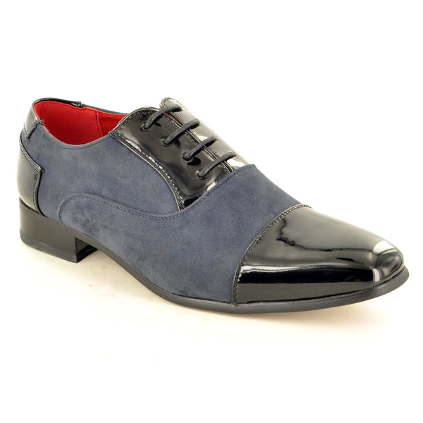 NAVY SUEDE & PATENT LACE UP FORMAL SHOES - The Sole Box