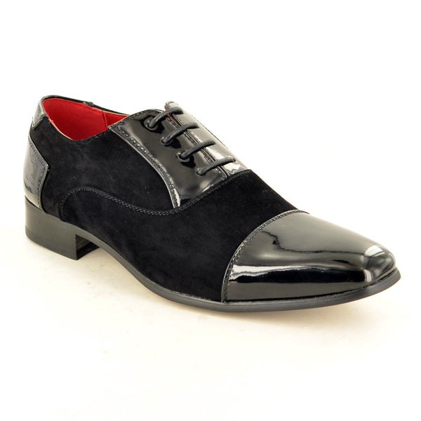 BLACK SUEDE & PATENT LACE UP FORMAL SHOES - The Sole Box