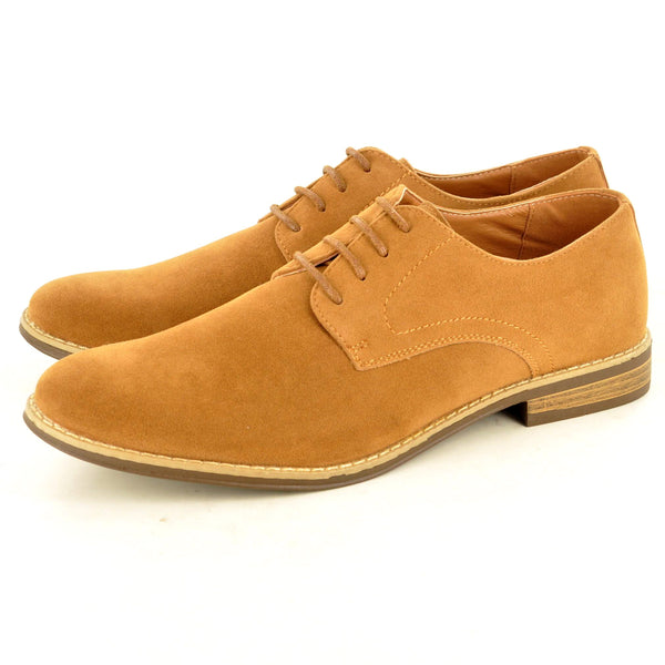 CLASSIC OXFORD SHOES IN TAN CAMEL FAUX SUEDE - The Sole Box