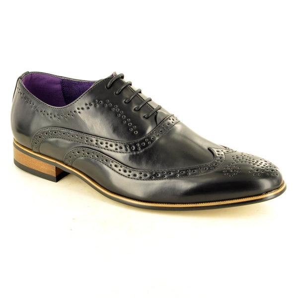 SMART PATENT LEATHER LINED BROGUE SHOES IN BLACK - The Sole Box