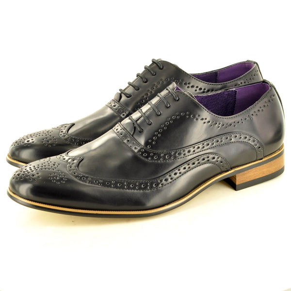 SMART PATENT LEATHER LINED BROGUE SHOES IN BLACK - The Sole Box