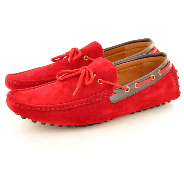CASUAL RED LACED MOCCASINS - The Sole Box