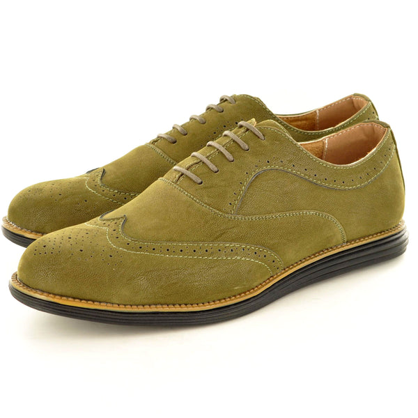 LACE UP BROGUES IN KHAKI SUEDE WITH CONTRAST SOLE - The Sole Box
