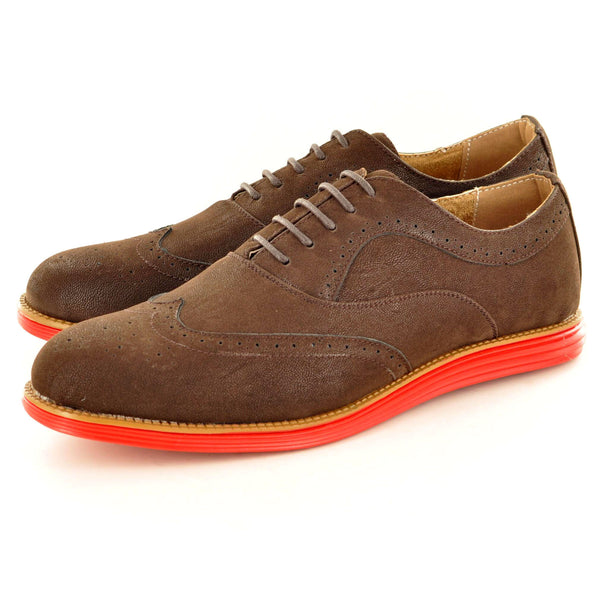 LACE UP BROGUES IN DARK BROWN WITH ORANGE CONTRAST - The Sole Box