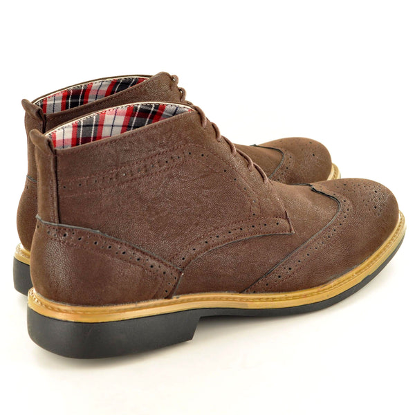 ANKLE BROGUE BOOTS IN BROWN WITH CONTRAST SOLE - The Sole Box