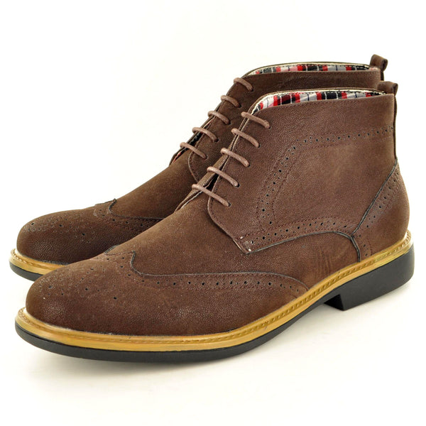 BROWN ANKLE LACE UP BROGUE BOOTS - The Sole Box