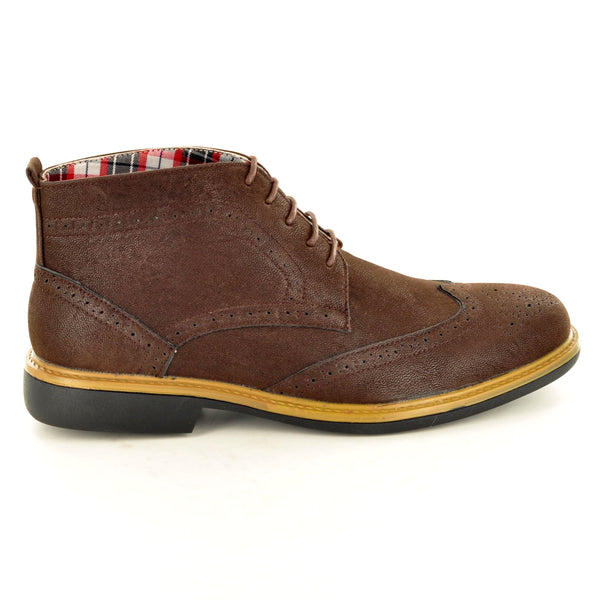 ANKLE BROGUE BOOTS IN BROWN WITH CONTRAST SOLE - The Sole Box