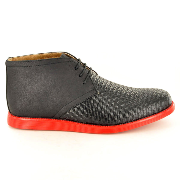 BLACK w/ RED CONTRAST SOLE CASUAL BOOTS - The Sole Box