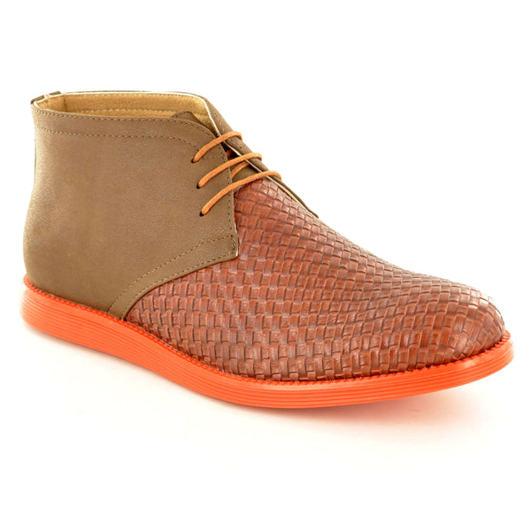 BROWN w/ ORANGE CONTRAST SOLE CASUAL BOOTS - The Sole Box