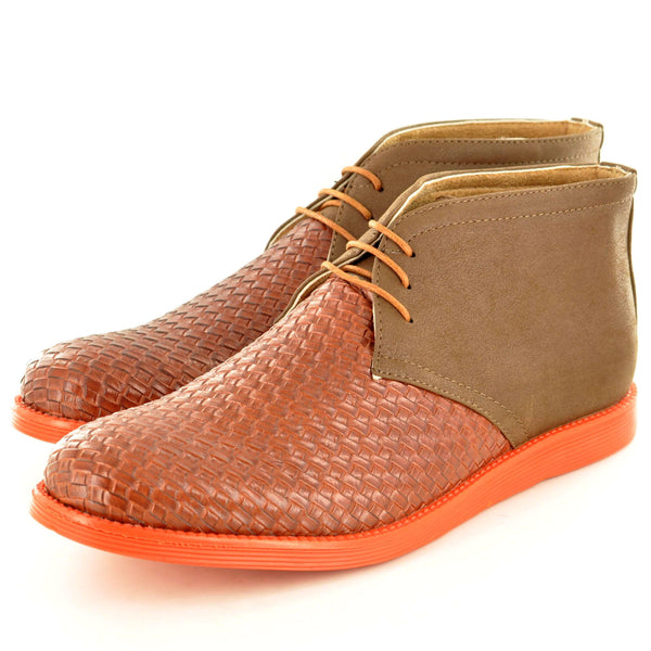 CASUAL LACE UP BOOTS IN BROWN WITH ORANGE CONTRAST - The Sole Box