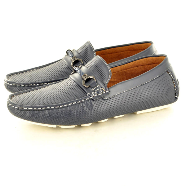 SOFT PERFORATED SUMMER LOAFERS IN NAVY - The Sole Box