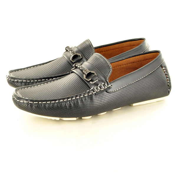 SOFT LEATHER PERFORATED LOAFERS IN BLACK - The Sole Box