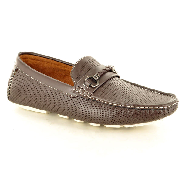 BROWN SOFT PERFORATED SUMMER LOAFERS - The Sole Box