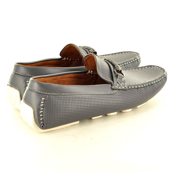SOFT PERFORATED LOAFERS IN GREY - The Sole Box