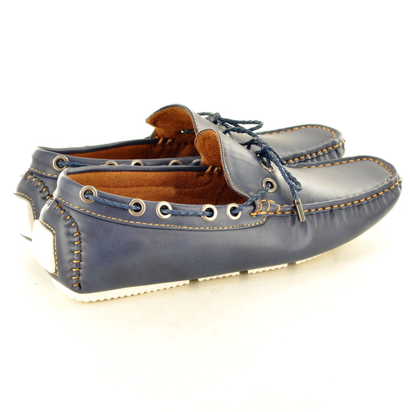 NAVY CASUAL LACED LOAFERS - The Sole Box