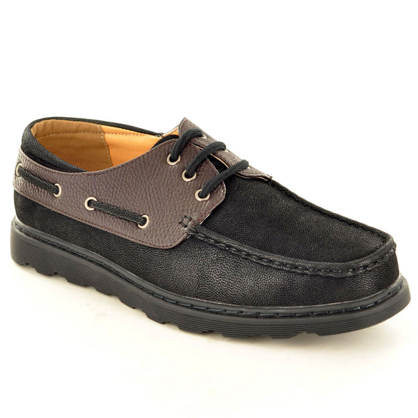 BLACK BOAT DECK LACE UP SHOES - The Sole Box