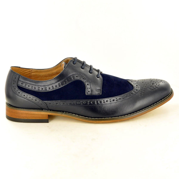 CANVAS DETAIL BROGUES IN TWO-TONE NAVY - The Sole Box