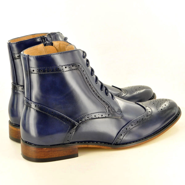 CHELSEA ANKLE BROGUE BOOTS IN NAVY