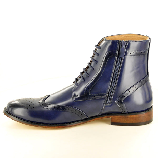 CHELSEA ANKLE BROGUE BOOTS IN NAVY