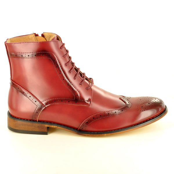 CHELSEA ANKLE BROGUE BOOTS IN BURGUNDY