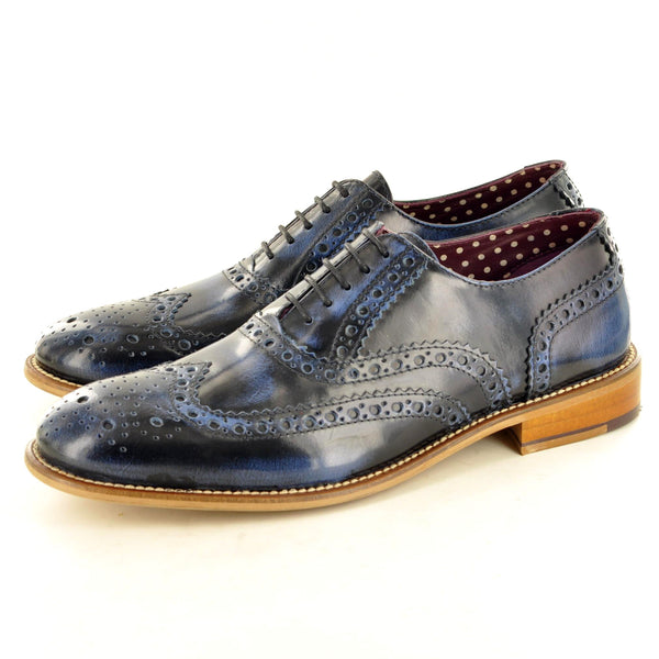 GATSBY LEATHER LONDON BROGUES IN NAVY - The Sole Box