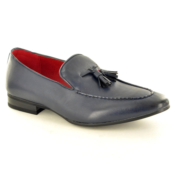 POINTED TASSEL LOAFERS IN NAVY - The Sole Box