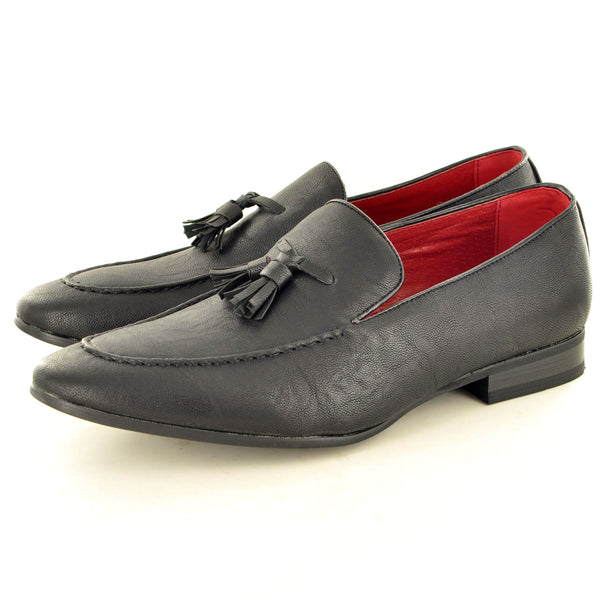 POINTED TASSEL LOAFERS IN BLACK - The Sole Box