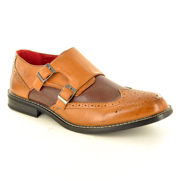 DOUBLE MONK STRAP BROGUES IN TAN AND DARK BROWN